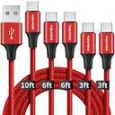 USB C Cable Fast Charging, 5-Pack 10/6.6/6.6/3/3 ft Braided USB A to C Type Charger Cord Compatible with Galaxy A10e A20 A51 A71 S20 S10 S9 Plus Note 10 9