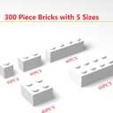 300Pcs Building Brick Bulk, White Bulk Bricks with 5 Sizes, Compatible with Lego and Parts and Pieces, Creative Halloween Christmas Building Block Toys for Boys Girls Ages 6 7 8 9 10 Years Old