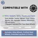15 Inch Gloss Black Sporty 10-Spoke Design Universal Wheel Covers Hubcaps for Steel Wheels, Set of 4, Patented Adjustable Snap-On Design, Tool-Free Install