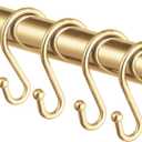 Metal Shower Curtain HooksSet of 12 RingsRust Resistant S Shaped Hooks Hangers for Shower Curtains, Kitchen Utensils, Clothing, Towels, etc. (Gold)