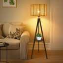 Boho Lamp Shades,Small Lamp Shades For Table Lamps,Wicker Drum Bell Lamp Shade for floor lamps,Vintage Rattan Lampshade for Hanging Lamp,Wall Sconce, Spider Fitter Replacement Floor Lamp Shade Large