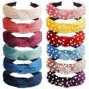 VELSCRUN Pearl Headbands with Beads: White, Pink, Red, Blue Knotted Wide Top Knot Hair Accessories for Women and Girls