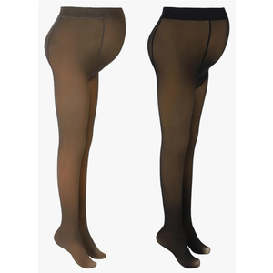 Bonuci 2 Pcs Women Maternity Pantyhose Winter Fleece Lined Tights High Waist Maternity Stretchy Pregnancy Warm Tights
