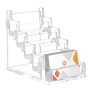 peacoblue Business Card Holder for Desk with 5 Slots(About 300 Cards), 5 tier Acrylic Card Display Stand Organizer for Office, Exhibition and Workplace to Organize Multiple Cards