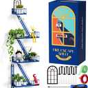 Fire Escape Shelf 4 Tier Metal Fire Escape Wall Shelves with Baskets, New York Action Figurine Display Shelf, Unique Rustic Floating Decorative Wall Shelves Navy Blue (3.5 Tier)