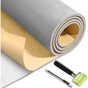 Self-Adhesive Auto Headliner Fabric 36×60 Inch Suede Headliner Replacement with Foam Backing Auto Roof Replacement Material with Roller and Knife for Car Truck SUV Rv Roof DIY(Gray)