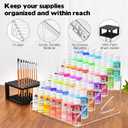 1 Pc Clear Paint Organizer with Paint Brush Holder,7 Layers Acrylic Paint Organizer, Paint Storage Rack, Craft Paint Organizer Rack, Miniature Paint Holder for Paint Storage
