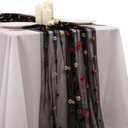 BINBE 1pcs Black Daisy Spring Table Runner Embroidery Gauze 10FT Florals Seasonal Tulle Holiday Birthday Kitchen Dining Table Decor for Home Party (10ft x 1pack)