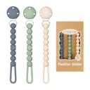 TYRY.HU 3 Pack Silicone Pacifier Holder Clip with One Piece Beads for Boys and Girls, Soft Flexible Pacifier Clip, Rust-Free Binky Clips with Texture, Keeps Pacifier Clean, Fits Most Pacifiers(Green)