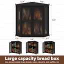 Corner Bread Box for Kitchen Counter, Black Bamboo Bread Box with Real Glass Door, Double Layer Space Saving Bread Storage for Homemade Bread