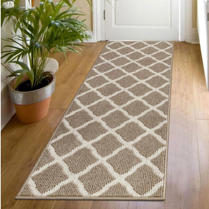SHACOS Washable Runner Rugs 20"x59" Entryway Runner Rug Kitchen Doorway Non Slip Rubber Backing Trellis Rug Runners Laundry Room Hallway Runner Rug, Beige
