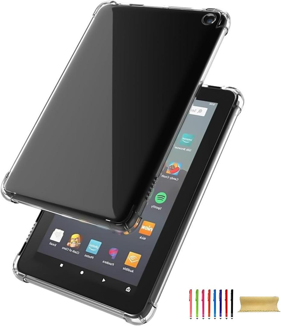 Fire HD 8 Tablet Case 8th 7th 8th Generation 2018/2017/2016, Soft TPU Flexible Transparent Anti-Yellow Shockproof Slim Fit Clear Case Cover for Amazon Kindle Fire HD 8 8" Tablet, Clear