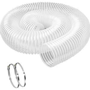 5" x 10' Heavy PVC Dust Collection Hose, Puncture Resistant PVC Dust Collection Hose, Flexible Clear PVC Fume Collection Hose with Carbon Steel Wire Coil for dust collection systems
