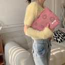 Cosmetic Bags for Women - 3PCs Corduroy Cosmetic Bag Aesthetic Women Handbags Purses Smile Dots Makeup Organizer Storage Makeup Bag Girls Case Bags (3Pcs pink)