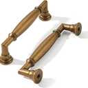 khtumeware 2 Pack 4 Inch(102mm) Antique Brass Cabinet Pulls Heavy Duty Soild Vintage Brass Cabinet Handles Kitchen Antique Bronze Cabinet Hardware for Cupboard Drawer Handles