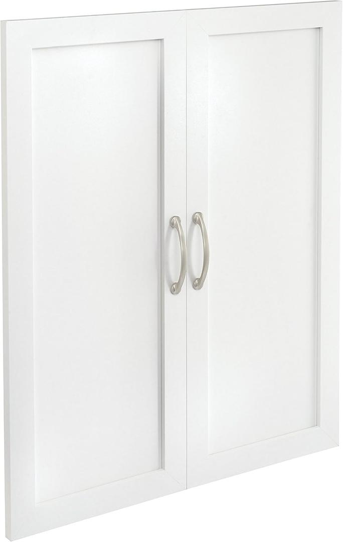 ClosetMaid SuiteSymphony Wood Closet Door Set Pair, Add On Accessory, Shaker Style, for Storage, Clothes, for 25 in. Units, Pure White/Satin Nickel
