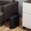 IEEK Plastic Trash Can with Press Top Lid,3.2 Gallon /12 Liter Garbage Can,Black Modern Waste Basket Thin Trash Cans for Bathroom,Kitchen,Living Room,Office and Narrow Spaces