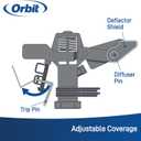 Orbit 1/2 Inch Brass Impact Sprinkler - Adjustable Metal Tripod - Long Range Lawn Watering System - 360 Degree Rotating Sprinkler - Heavy Duty Irrigation System - Adjustable 22-48 Inch Height - 58308