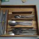 Bloomhouse 21 Piece Stone Washed Flatware 18/10 Stainless Steel Silverware Cutlery Utensil Set With Acacia Wood Caddy - Service for 4