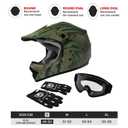 XFMT Youth Dirt Bike Helmet DOT Approved Kids Full Face Motocross Helmets (Green, M)