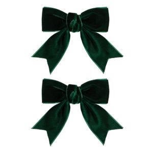 Cute Dark Green Velvet Hair Bow Clips 3" Fall Bowknot Alligator Barrettes Hairpins for Baby Girls, Toddlers, Kids , Teens Christmas Party Dress Accessories Handmade Birthday Gift 2 Pack