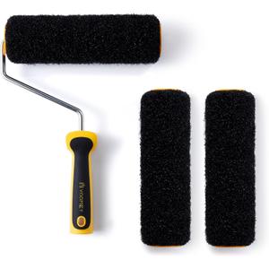 Voomey 3 Pcs 9 Inch Drywall Compound Roller Cover with 1 Pcs Paint Roller Frame, Drywall Texture Brush, Suitable for Covering Wall and Ceiling Surfaces