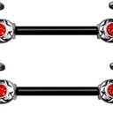 Pierced Owl 14GA Striking Cobra Protecting Ruby Red CZ Black PVD Plated 316L Surgical Stainless Steel Barbell Nipple Rings, Sold as a Pair