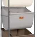 STORAGE MANIAC 120 Liters Vertical Rolling Laundry Hamper, 3 Section Laundry Sorter with Wheels and 2 Breaks, 3-tier Laundry Baskets for Small Space, Dorm, Laundry Room, Closet, Multicolored 3-tier