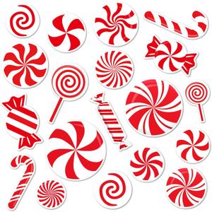 19Pcs Christmas Fridge Magnets Candy Cane Refrigerator Magnets Red White Xmas Magnetic Stickers for Winter Holiday Home Office School Decoration
