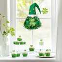 St Patrick's Day Wreath for Front Door, Tassel Shamrock Wreath Gnomes Door Decor, Green Foil Fringe St Patricks Day Gnomes Decorations, St. Patrick's Day Decor for Indoor Outdoor