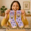 French Bulldog Gifts Set Includes French Bulldog Sock, Makeup Bag, Bracelets, Stickers -Frenchie Gifts for Women (One Size)