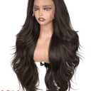 HANNE 13 * 6 Lace Front Wigs for Black Women 29 Inch Synthetic Pre Plucked Wavy Filp Curl Futura Fiber Glueless Brown Wig HD lace frontal Wig Hair Replacement Wigs for Every Occasion (Brown)