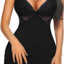 Avidlove Women Lingerie Lace Chemise Sleepwear Babydoll Teddy Lingerie (Medium, A-black)
