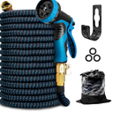 Kotto Expandable Garden Hose for Outside with 10 Spray Nozzles, Hose Holder, Blue, 25 ft