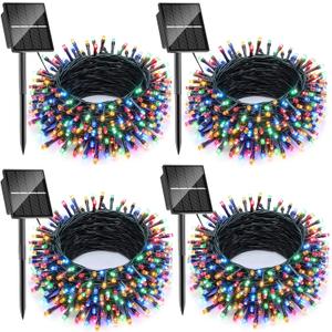 SOLARBABY 4 Pack Solar Christmas Lights Outdoor,Total 146Ft 400 LED Solar String Lights Outdoor with 8 Modes,Waterproof Multicolor Fairy Light for Outside Garden Yard Xmas Tree Christmas Decoration