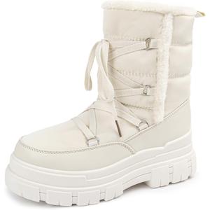 White Snow Boots for Women Waterproof Platform Winter Boots Anti-Slip Warm, Comfortable Outdoor Booties (9)