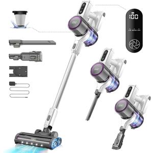 Gevi Cordless Vacuum Cleaner for Home, Stick Vacuum with Powerful Suction Design, LED Display, Long Runtime Detachable Battery, Deep Clean for Hard Floor Carpet [2024 Upgraded]