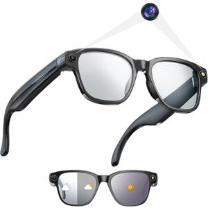 Yowow BIT AI Camera Smart Glasses for Men Women with 8MP, 4K Photo/1200P HD Video Recording, Translation, GPT Voice Assistant, AI Object Recognition, Hands-Free Music/Call,Long Battery Life