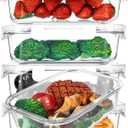[5-Packs, 36 Oz.] Glass Meal Prep Containers with Locking Lids Glass Food Containers,Airtight Lunch Container,Microwave, Oven, Freezer and Dishwasher (4.5 Cup, White)