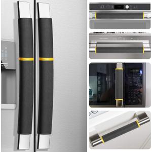MRKG Refrigerator Handle Covers, Set of 6, Keep Your Kitchen Appliance Clean from Smudges, Drips, Food Stains, Oil. Fridge Handle Covers, Washable Without Fading or Cracking(Black)