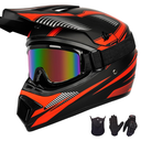 Yesmotor Youth Kids Motocross Helmet Motorcycle Dirt Bike Off-Road Mountain Bike BMX MX ATV Helmet with(Gloves Goggles Mask) 4Pcs Set - DOT Approved (Orange,XL)