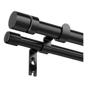 Double Curtain Rod for Windows 48 to 84 1 Inch Heavy Duty Decorative Drapery Rod with 5/8 Inch Adjustable Small Black Curtain Rods for Living Room Bedroom(32"90")
