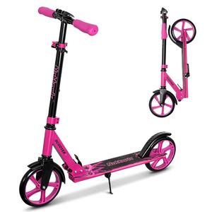 Nattork Scooter for Kids 6+, Teens and Adults- Adjustable Height Folding Kick Scooter with Large Sturdy Wheels for a Smooth Ride, Lightweight, Anti-Shock Suspension for Boys and Girls, Rosy