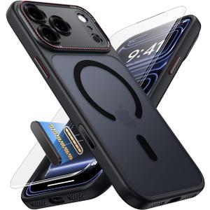 JUESHITUO Magnetic for iPhone 17 Pro Max Case: Upgraded [Full Camera Protection], with [1X Screen Protector] [Camera Button], 6.9" Case for iPhone 17 Pro Max, Black