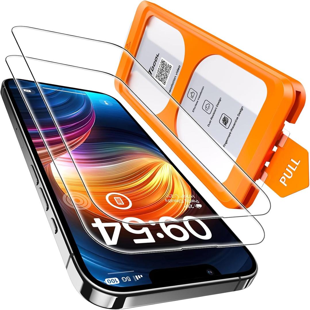 TOCOL for iPhone 12 Pro Max Screen Protector 9H Hardness Military Grade Shatterproof HD Tempered Glass Full Coverage Easy Installation Case Friendly 2 Pack (Clear)