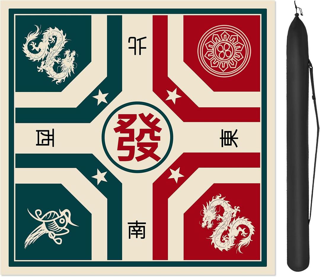 33" Mahjong Table Mat  NonSlip Felt, NoiseReducing, Foldable with Carry Bag, Portable Game Mat for Mahjong, Cards & Board Games