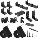 Sliding Gate Kit Accessory, Heavy Duty Sliding Gate Hardware Gate Frame Hardware Kit, Adjustable Gate Corner Brace Bracket Sliding Door Rail Kit for Wooden Fence Porch Secure Gate Mounting