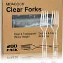 200 Count Clear Disposable Plastic Forks, Heavy Weight Disposable Forks Plastic Utensils for Parties, Picnics, Big Event, Daily Use