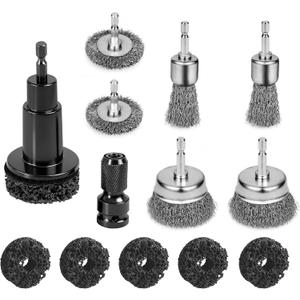 Wheel Hub Cleaning Tool, Brake Rotor Resurfacing Kit - 5 Pads & Coarse Carbon Steel Crimping Wire Wheel Brush, Rust Removal Tool for Car Repair