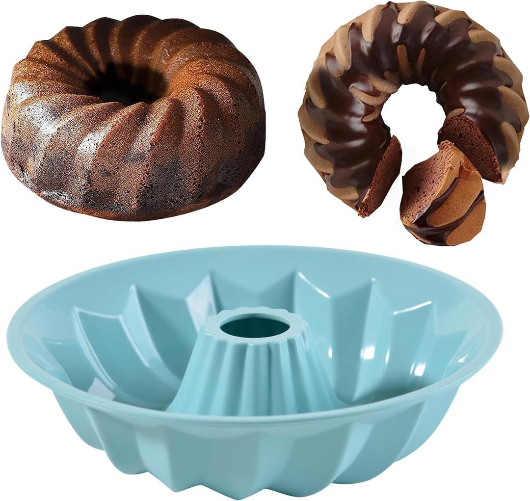 FunSiltasy Silicone Cake Mold Flower Shaped - Non-Stick Pan, Reusable Flexible Baking Mold for Cakes Cupcakes Chocolate, Easy to Clean Blue Baking Supplies